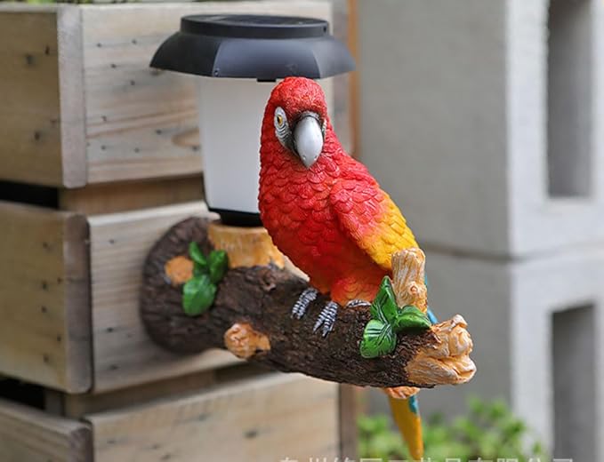 ParrotTree Hugger with Solar Lantern Outdoor Garden Hanging Statues Fence Solar Lights Ideal Parrot Housewarming&Birthday Gifts for Grandma Mom Women-Ruum Studio Home