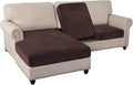 PrinceDeco Sectional Couch Covers 3 Pieces Velvet Sofa Covers L Shape Soft Couch Covers for Sectional Sofa Corner Sofa Cover Couch Cover for Dogs Washable (2 Seater + 1 Chaise,Brown)-Ruum Studio Home