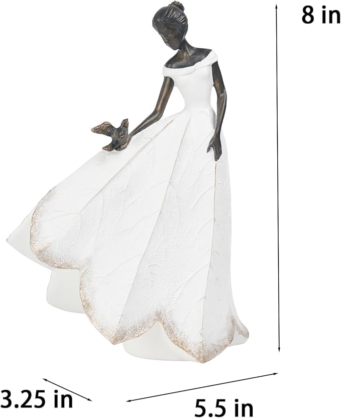 Guichifun Fairy Statue Collection Home Decoration - White Leaf Angel Girls Resin Living Room Bookshelf Decor Garden Outdoor Bathroom Decorations Figurines Gift 5.5 x 3.25 x 8 Inch-Ruum Studio Home