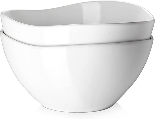 DOWAN Large Mixing Bowls, Ceramic Serving Bowls, 3.2 Quart Deep Salad Bowls, 105 Oz White Fruit Bowls for Modern Home, Set of 2-Ruum Studio Home