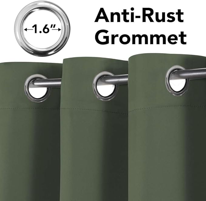 H.VERSAILTEX Blackout Curtains for Bedroom Thermal Insulated Room Darkening Living Room Curtains 84 Inch Long Grommet Privacy Protection Window Curtain Panels/Drapes, 2 Panels, Bronze Green-Ruum Studio Home