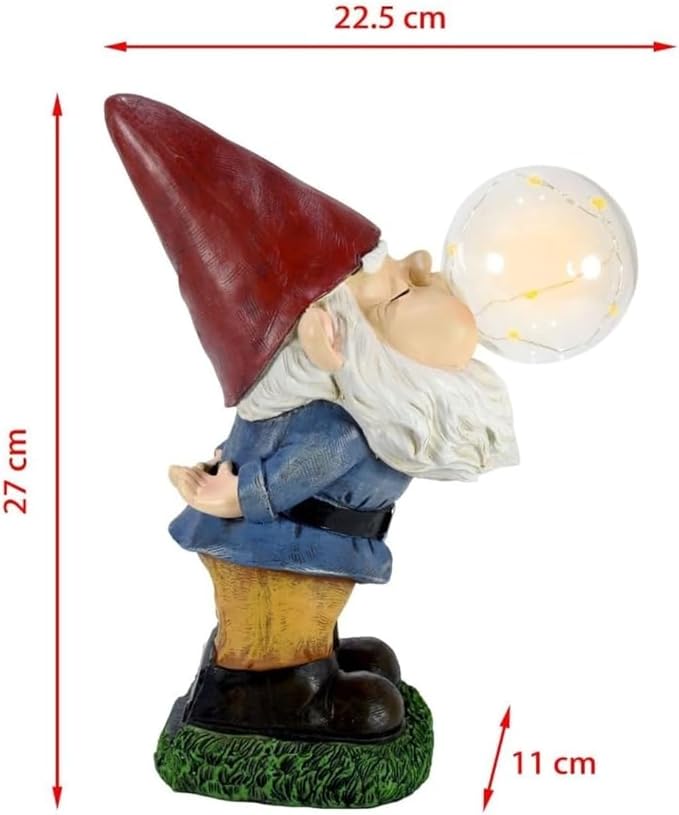 Garden Gnomes Outdoor with LED Solar Light - 11’’Spring Gnomes Decorations for Home/Yard/Patio with Lantern - Solar Garden Statues (Bubble Gnome)-Ruum Studio Home