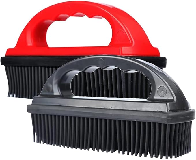 Rubber Pet Hair Removal Brush Lint & Hair Removal Cat Dog Hair Remover Brush Pet Hair Removal Tool Silicone Lint and Debris Remover for Cleaning,Grooming,Lint and Fur Removal,Home (Red&Black)-Ruum Studio Home