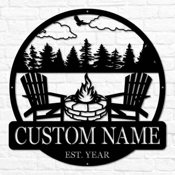 Custom Campfire Sign | Metal Outdoor Sign | Camper Decor | Personalized Camping Gifts | Fire Pit Sign | Outdoor Decor Cabin Sign | Campsite Sign-Ruum Studio Home