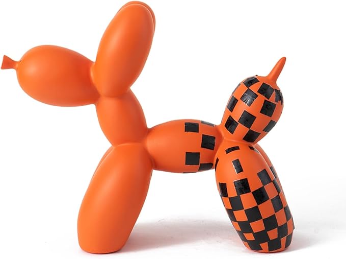 Vilead Resin Balloon Dog Statue with Checkered Pattern,Modern Home Decoration Trendy Animal Art Ornaments,Collection Figurine Bedroom Living Room Office Desktop Sculpture-Ruum Studio Home