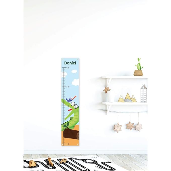 Personalized Kids Canvas Growth Chart, Height Chart, Growth Chart Banner, Crocodile-Ruum Studio Home