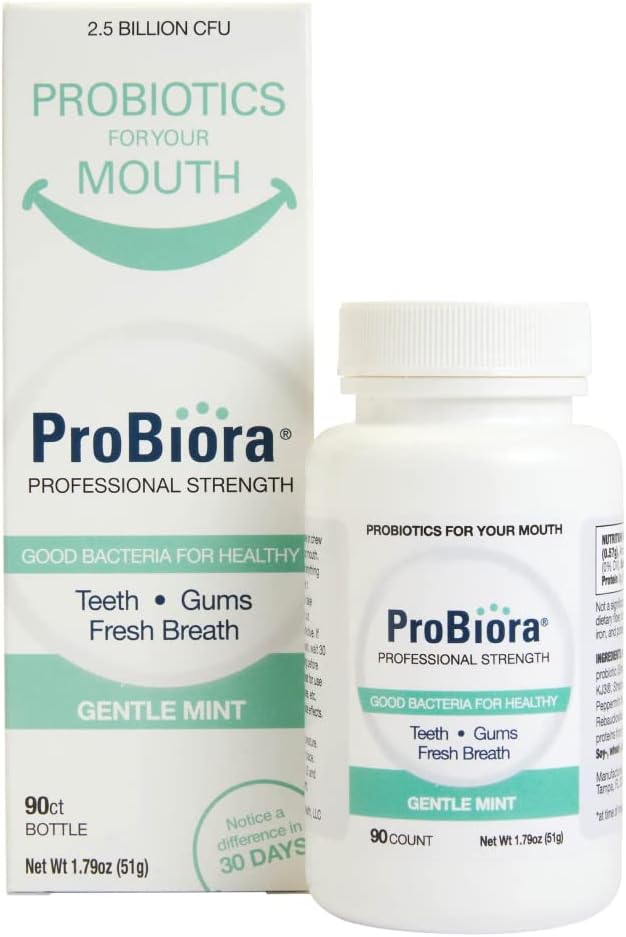 ProBiora Professional Strength Oral Probiotics for Teeth and Gums | Dental Probiotic for Oral Health | Bad Breath Treatment for Adults | Tooth Whitening | ProBiora3 Probiotic Blend | 90 Mint Tablets-Ruum Studio Home