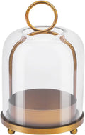 5"x7.5" Versatile Modern Metal Hurricane Lantern with Handmade Sturdy Glass Dome for 3" Pillar Candle & Plants (Brass, 5"x7.5" for 3" Pillar)-Ruum Studio Home