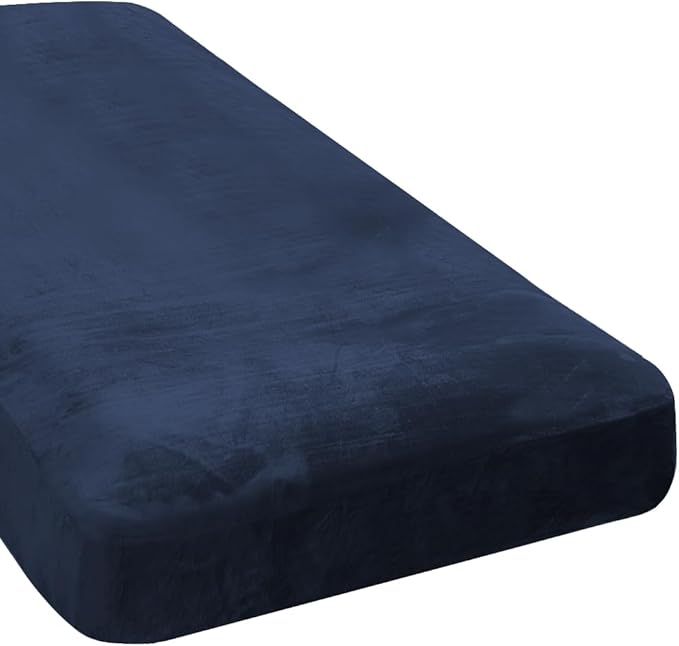 H.VERSAILTEX Velvet Stretch Individual Chaise Cover Sectional Couch Covers for L Shaped Sofa Both Left/Right Furniture Protector Seat Cushion Sofa Cover (1 Piece Chaise Cover, Navy)-Ruum Studio Home