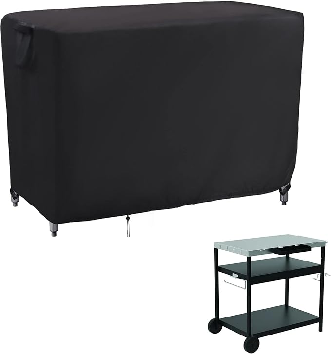 Kingling Grill Cart Cover, Waterproof Outdoor Prep Table Cover 46 Inch Stainless Steel Outdoor Patio Table Covers Rectangular for Metal Prep Cart Protection -46''L x 25''W x 40''H (Black)-Ruum Studio Home