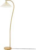 GLOBE Electric x Novogratz 61000043 62" Floor Lamp, Wood Toned, White Pleated Shade, Pivot Joint on Shade, On/Off Foot Switch, Black Cord, Modern Lighting for Living Room or Office-Ruum Studio Home