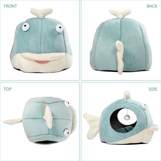Lcybem Cat Beds for Indoor Cats - Cat Bed Cave with Removable Washable Cushioned Pillow, Calming Cozy Soft Cat Cave, Cute Friendly Dolphin Cat Houses for Indoor Cats No Deformation Pet Bed, L-Ruum Studio Home