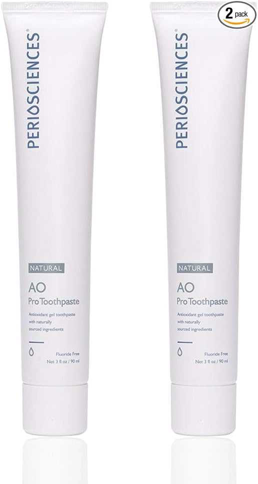 PerioSciences AO Pro Natural Toothpaste with Nano Hydroxyapatite, Remineralizing, Fluoride Free, SLS Free, Gluten Free 3 fl oz / 90ml - Pack of 2-Ruum Studio Home