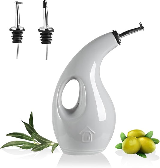 Sweejar Ceramic Olive Oil Dispenser Bottle,24 Oz Opaque Cruet Protects EVOO Oil to Reduce Oxidation, Suitable for Storage Vinegar, Coffee Syrups, Liquids (Gray)-Ruum Studio Home