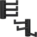 Angle Simple Swivel Towel Hooks for Bathroom, SUS 304 Stainless Steel Foldable 3 Arms Robe Towel Holder, Shower Wall Coat Hooks, Matte Black, 2 Pack-Ruum Studio Home