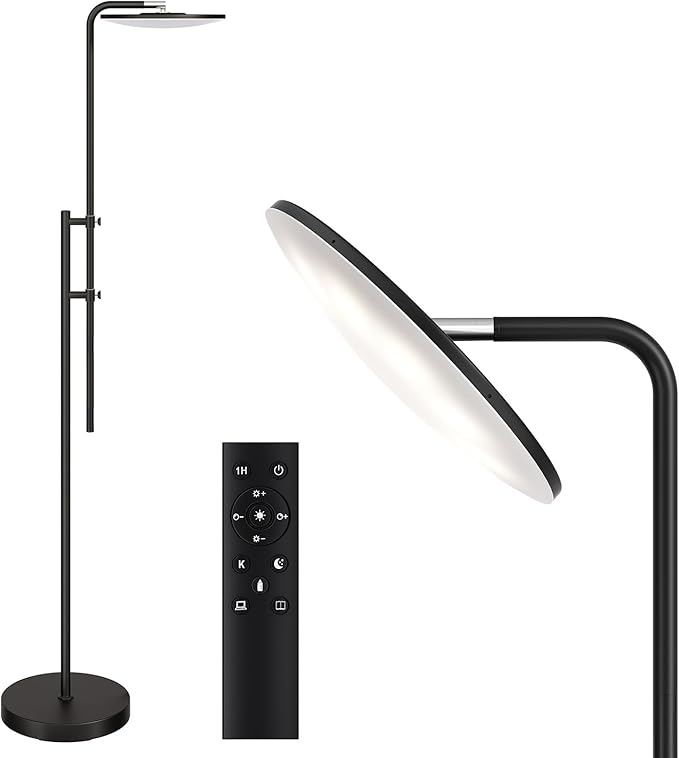 SUNMORY 32W/3000LM Floor Lamps, Super Bright LED Standing Lamp with Remote Control, Adjustable Tall Lamp with 350°Rotating Head, Modern Dimmable Torchiere Corner Lamp for Living Room, Bedroom, Office-Ruum Studio Home