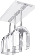 Wine Glass Holder Under Shelf or Cabinet Punch-free,Wine Glass Rack Stemware Rack Glassware Drying Storage Hanger for Kitchen,Bar and Restaurant (White)-Ruum Studio Home