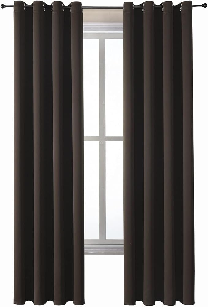 ChrisDowa Grommet Blackout Curtains for Bedroom and Living Room - 2 Panels Set Thermal Insulated Room Darkening Curtains (Brown, 52W x 95L)-Ruum Studio Home