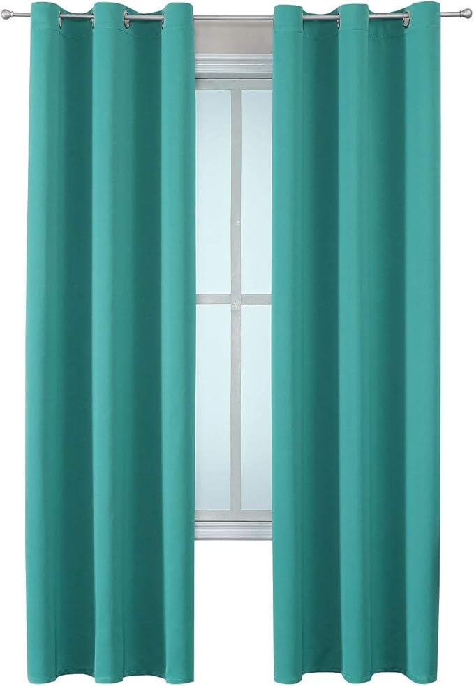ChrisDowa Grommet Room Darkening Curtains for Bedroom and Living Room - 2 Panels Set Thermal Insulated Blackout Curtains (Teal, 42W x 84L)-Ruum Studio Home
