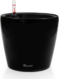 Dexceder 9x8 Inches High Gloss Self Watering Planter Indoor Outdoor, Inner Pot Design, Thickened Table Flower Plant Pot with Water Level Indicator (Black)-Ruum Studio Home