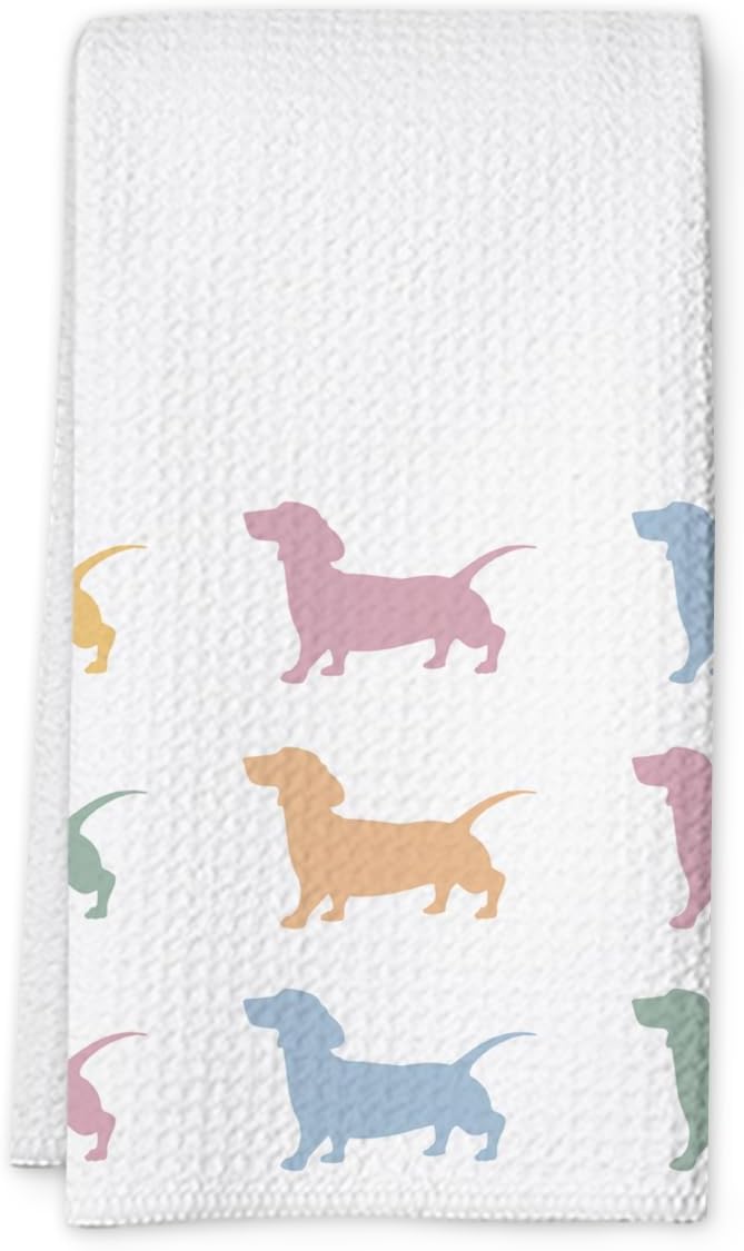 Dachshund Kitchen Towel, Waffle Weave Microfiber Wiener Dog Hand Towel, for Women, Dachshund Decor Accent for Bathroom or Kitchen-Ruum Studio Home