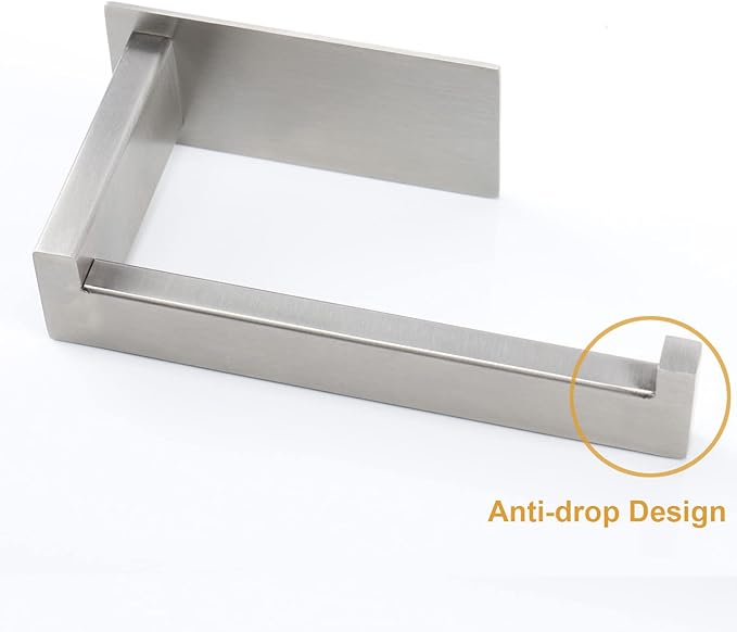 Toilet Paper Holder, Self Adhesive Tissue Holder Stainless Steel Rustproof Paper Roll Holder, No Drilling Easy to Install, Toilet Paper Rack Suitable for Office, Bathroom (Brushed Nickel)-Ruum Studio Home
