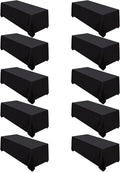 Surmente 10 Pack Black Tablecloth 90 x 156-inch Rectangular Polyester Table Cloth for Weddings, Banquets, or Restaurants-Ruum Studio Home