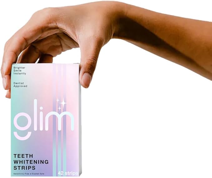 Glim Professional Teeth Whitening Strips| 42 Strips (21 Treatments), Hydrogen-Free, Peroxide-Free, Non-Toxic, Dentist Recommended, Sensitivity Free - Vegan & Cruelty Free - (Mint)-Ruum Studio Home