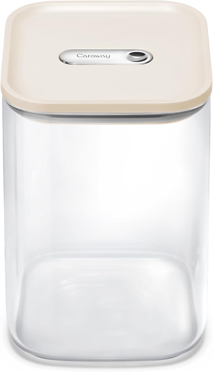 Caraway 4qt Glass Airtight Food Storage Container with Lid – Non-Toxic, BPA-Free Kitchen Storage Container – Stackable, Space-Saving Airtight Container for Dry Goods and More - Cream-Ruum Studio Home