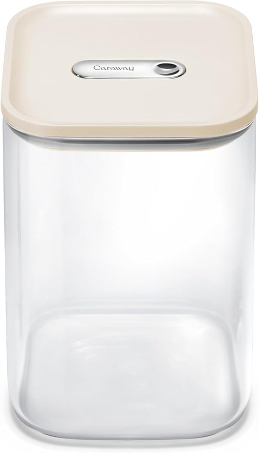 Caraway 4qt Glass Airtight Food Storage Container with Lid – Non-Toxic, BPA-Free Kitchen Storage Container – Stackable, Space-Saving Airtight Container for Dry Goods and More - Cream-Ruum Studio Home