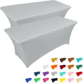 IVAPUPU 2 Pack 4FT Table Cloth for Rectangular Fitted Events Stretch Grey Table Covers Washable Cover Spandex Tablecloth Protector for Party, Wedding, Cocktail, Banquet, Festival-Ruum Studio Home