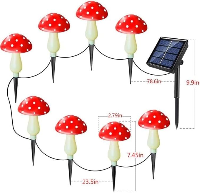8-Pack Red Solar Mushroom Lamp, 8 Modes, Outdoor Waterproof, for Garden Decor, Christmas, Halloween, Yard, Lawn-Ruum Studio Home