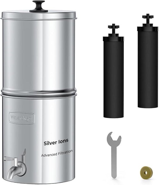 Waterdrop 2.25G Gravity-fed Water Filter System, with Silver Ions Enhanced Filtration with 2 Black Carbon Filters and Metal Spigot-Ruum Studio Home