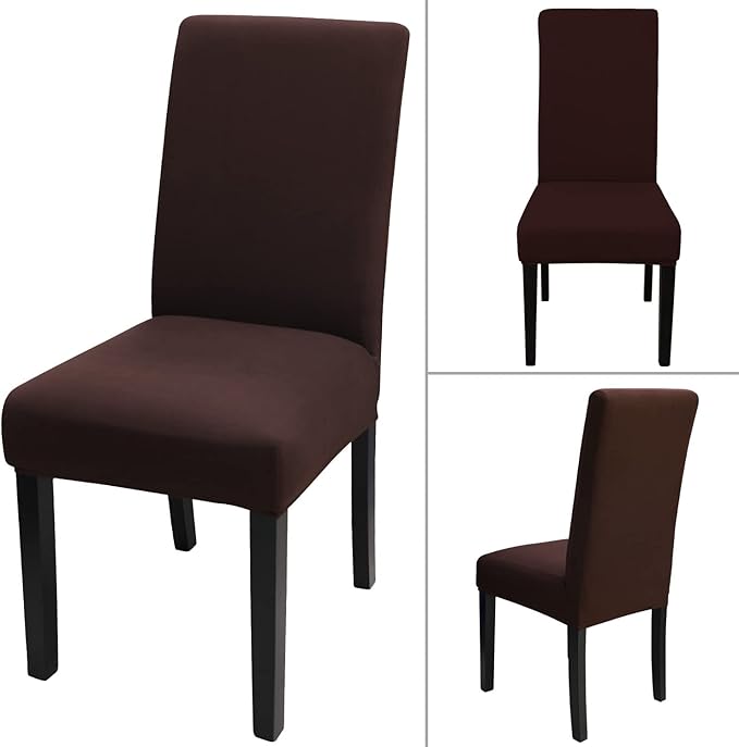 JQinHome Dining Room Chair Covers Set of 8, High Stretch Chair Slipcover Removable Washable Chair Seat Protector Cover for Home Party Hotel Wedding Ceremony (Coffee)-Ruum Studio Home