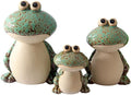 Frog Garden Decor Set of 3,Funny Cute Ceramic Frog Garden Statues Yard Decoration Outdoor Holiday Decorations,Ideal Ornament for Outside Pond Pool Patio Front Porch Backyard (Green)-Ruum Studio Home