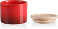 Sweejar Kitchen Canisters Ceramic Food Storage Jar, Stackable Containers with Airtight Seal Wooden Lid for Serving Ground Coffee, Tea, Sugar, Spice and More - 5 Fl Oz(Gradient Red)-Ruum Studio Home