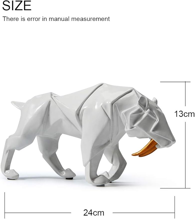 HAUCOZE Dinosaur Statue Arts Animal Figurine Modern Decor Leopard Sculpture Polyresin White 9.8inch-Ruum Studio Home