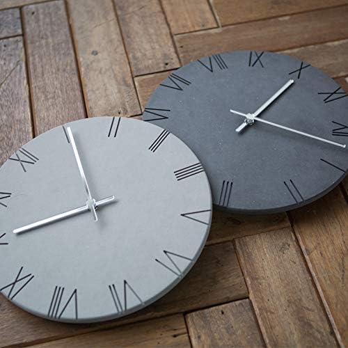 Stephanie Imports Modern Minimalist Concrete Hiding Gray Silent Wall Clock (Roman Numerals)-Ruum Studio Home