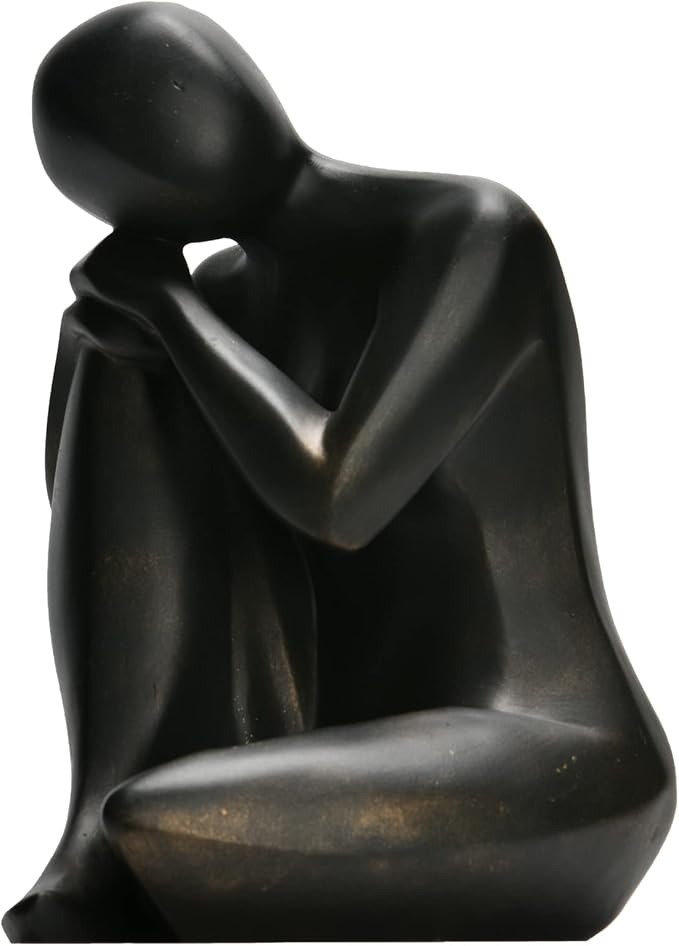 Guichifun Thinker Statue Resin Abstract Sculpture - Collectible Woman Figurine Art Home Office Bookshelf Decorative Objects Desktop Black Decor for Men&Women 5.25 X 6.25 X 8.5 Inch-Ruum Studio Home