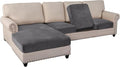 PrinceDeco Sectional Couch Covers 4 Pieces Velvet Separate Couch Cushion Covers L Shape for Left/Right Chaise Sectional Couch with Elastic Bottom (3 Seater + 1 Chaise,Grey)-Ruum Studio Home