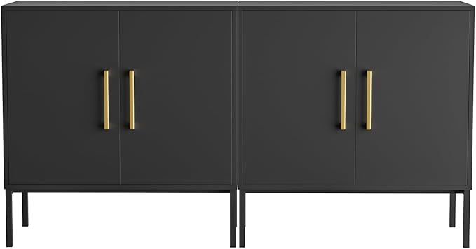 LYNSOM TV Stand for 55 Inch TV, Media Console Table with 2 Cabinets, Storage for Bedroom, Living Room, Entertainment Room (Black)-Ruum Studio Home