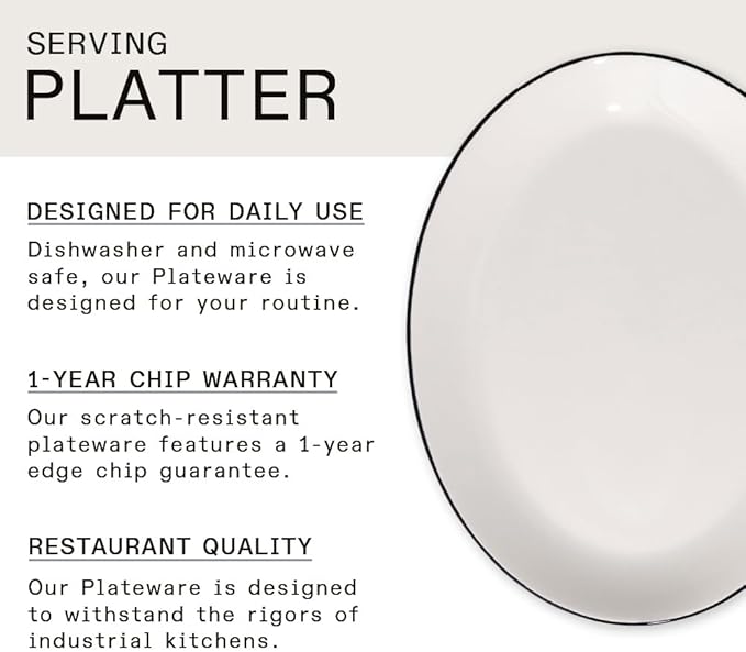 Made In Cookware - Serving Platter - White With Black Rim - Porcelain - Crafted in England-Ruum Studio Home