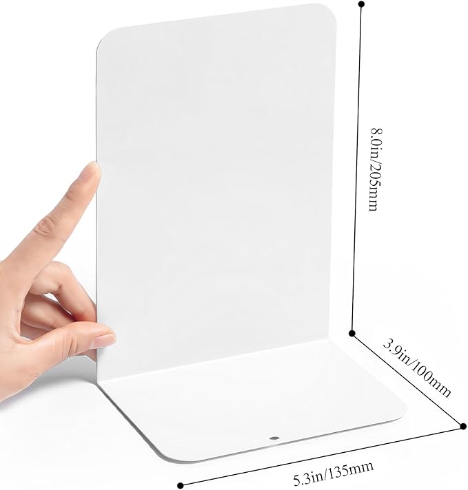 M&G Book Ends 1 Pair, White Large Metal Bookends for Shelves, L-Type Book Stopper for Heavy Books, Non-Skid Bookstand for Office Home School Supplies-Ruum Studio Home