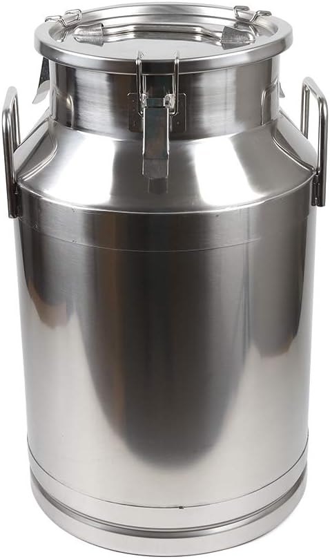 Stainless Steel Milk Can, 40L/10.6 Gallon Heavy Duty Airtight Storage Canister Milk Bucket with Lid, Embedded Silicone Milk Jug Wine Pail Water Cereals Bucket with Three Latches and Two Handles-Ruum Studio Home