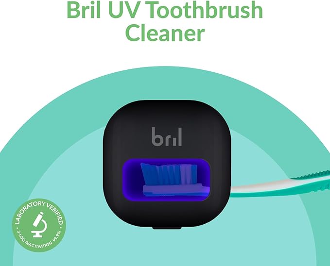 Bril UV-C Toothbrush Sanitizer, Portable Cleaner, Travel Cover, Magnetic Holder, and Rechargeable Case for Any Size Toothbrush, Multi-Pack-Ruum Studio Home