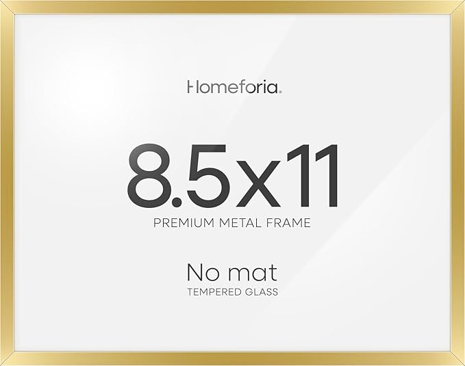 Homeforia Gold Diploma Frame 8.5 x 11, High End Metal 8.5x11 Certificate Frames, 11x8.5 Document Frame for Wall or Tabletop, 8.5 by 11 Letter Size Graduation Frames, Tempered Glass, Wall Kit, Set of 1-Ruum Studio Home