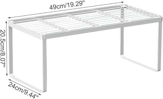 Kitchen Cabinet Storage Shelf Stackable Wire Spice Rack Organizer Heavy Duty Space Saver for Bathroom Bedroom Closet Laundry Room Office Countertop - White, Pack 1-Ruum Studio Home
