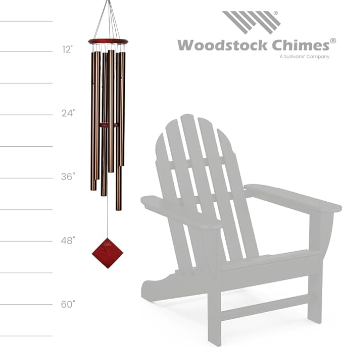 Woodstock Chimes Neptune Wind Chime for Outside 54" Large Bronze, Deep Tone Sound for Outdoor Garden, Patio, Porch Decor, Encore Collection DCB54-Ruum Studio Home