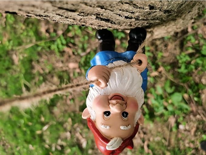 Climbing Gnomes Tree Faces Decor Outdoor for Yard, Adorable Gnome Elf Out Hugger Fairy Door Statue for Tree, Funny Garden Gnome Peeker Sculpture Yard Patio Art-Ruum Studio Home