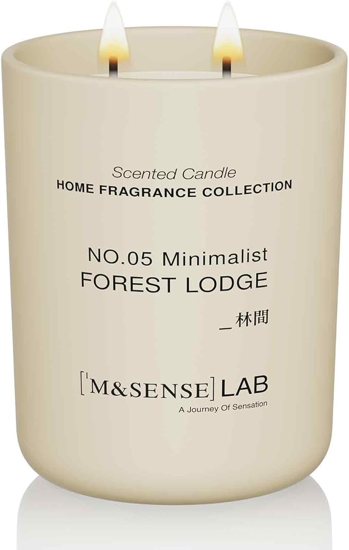 M&SENSE Natural Soy Candle| Forest Lodge | 16.6 oz, 95H Burn | Minimalist Scented Candle for Relaxation, Gifting, Home Décor | for Bedroom, Office, Party Large-Ruum Studio Home
